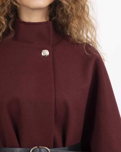 Cape poncho Bordeaux avec ceinture